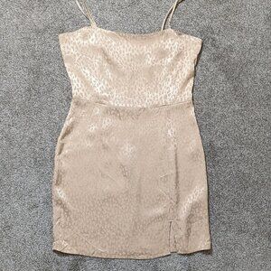 Women's FOREVER 21, Satin Formal Party Mini Dress; Spaghetti Straps; Tan; Size M